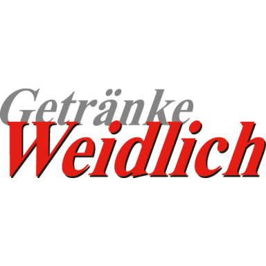 Logo von Getränke Weidlich in roten und grauen Schriftzügen.